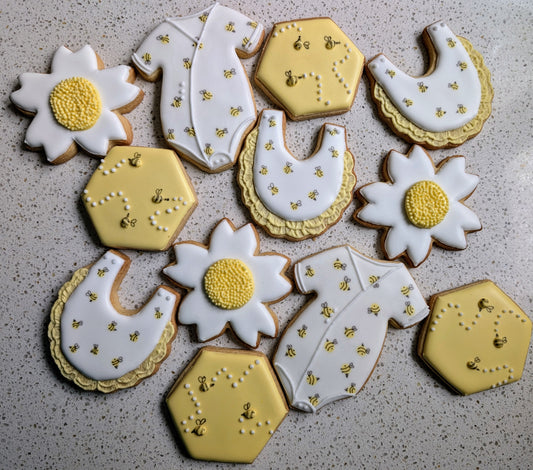 Honeybee baby shower biscuits